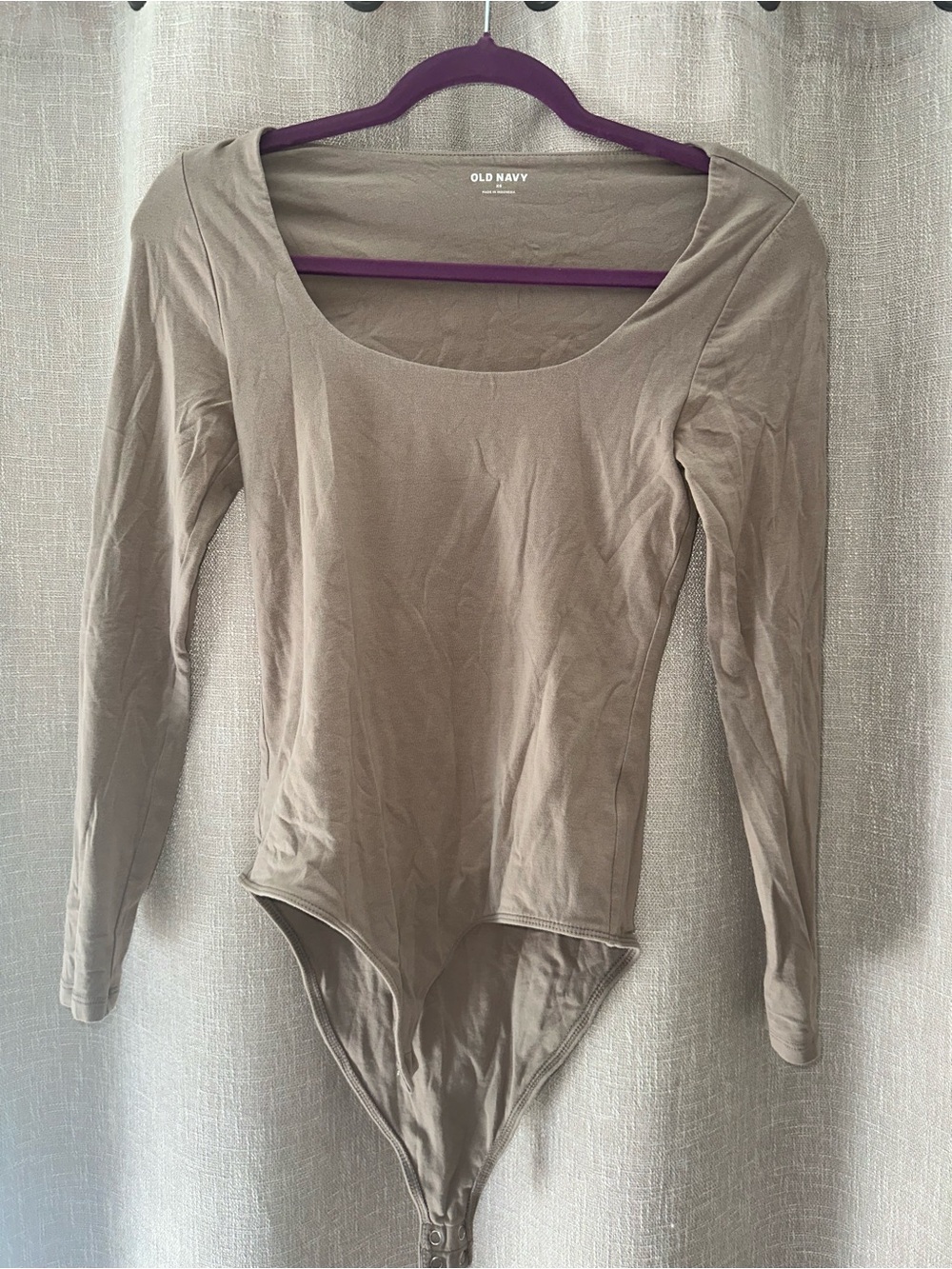 Old Navy Long Sleeve Scoop Neck Bodysuit - Taupe